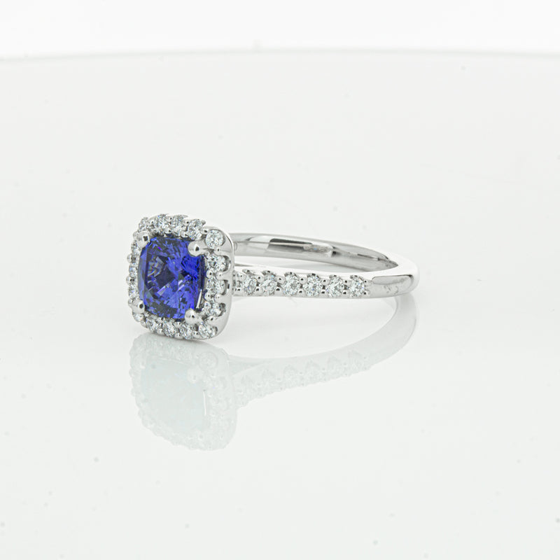 18ct White Gold 1.24ct Sapphire & Diamond Manhattan Ring-Ring-Walker & Hall