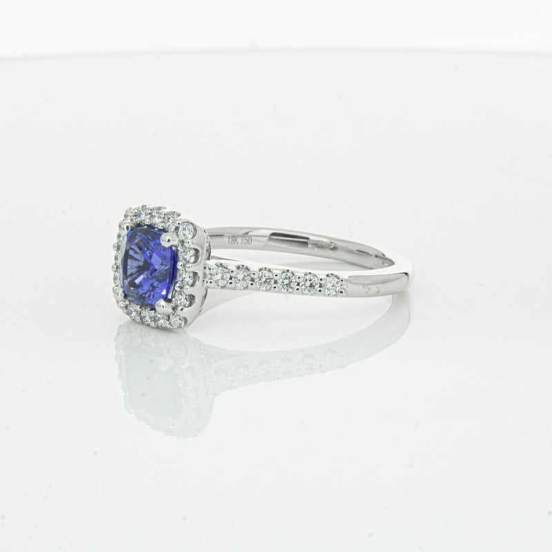 18ct White Gold 1.24ct Sapphire & Diamond Manhattan Ring-Ring-Walker & Hall