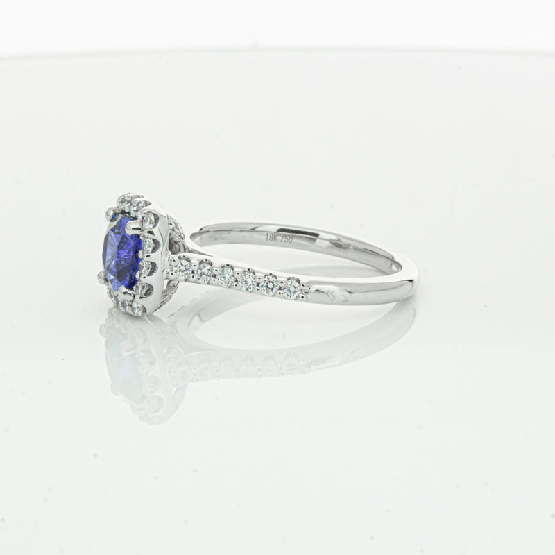18ct White Gold 1.24ct Sapphire & Diamond Manhattan Ring-Ring-Walker & Hall