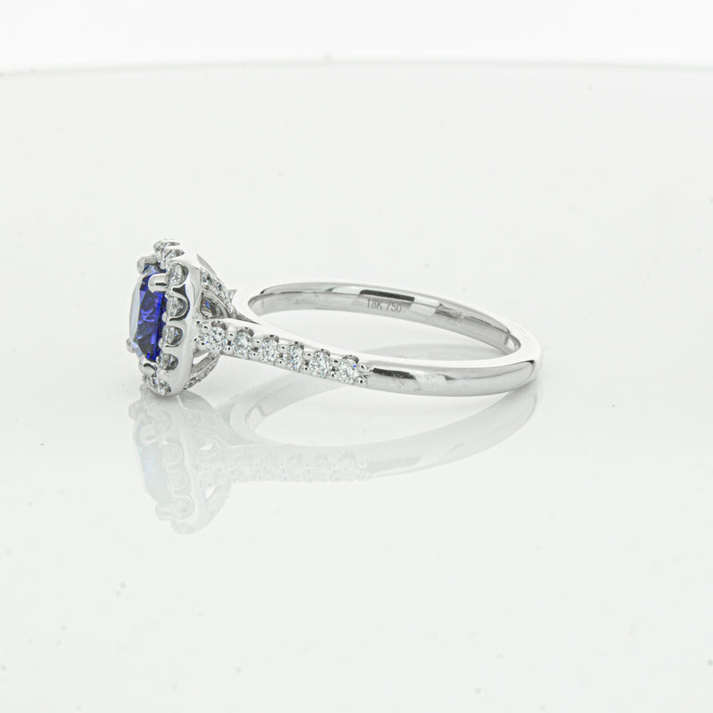 18ct White Gold 1.24ct Sapphire & Diamond Manhattan Ring-Ring-Walker & Hall