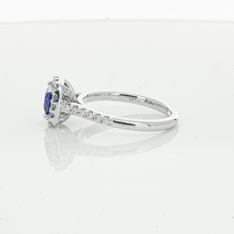 18ct White Gold 1.24ct Sapphire & Diamond Manhattan Ring-Ring-Walker & Hall