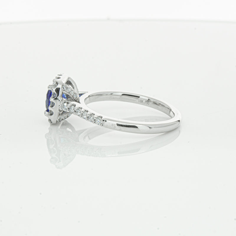 18ct White Gold 1.24ct Sapphire & Diamond Manhattan Ring-Ring-Walker & Hall