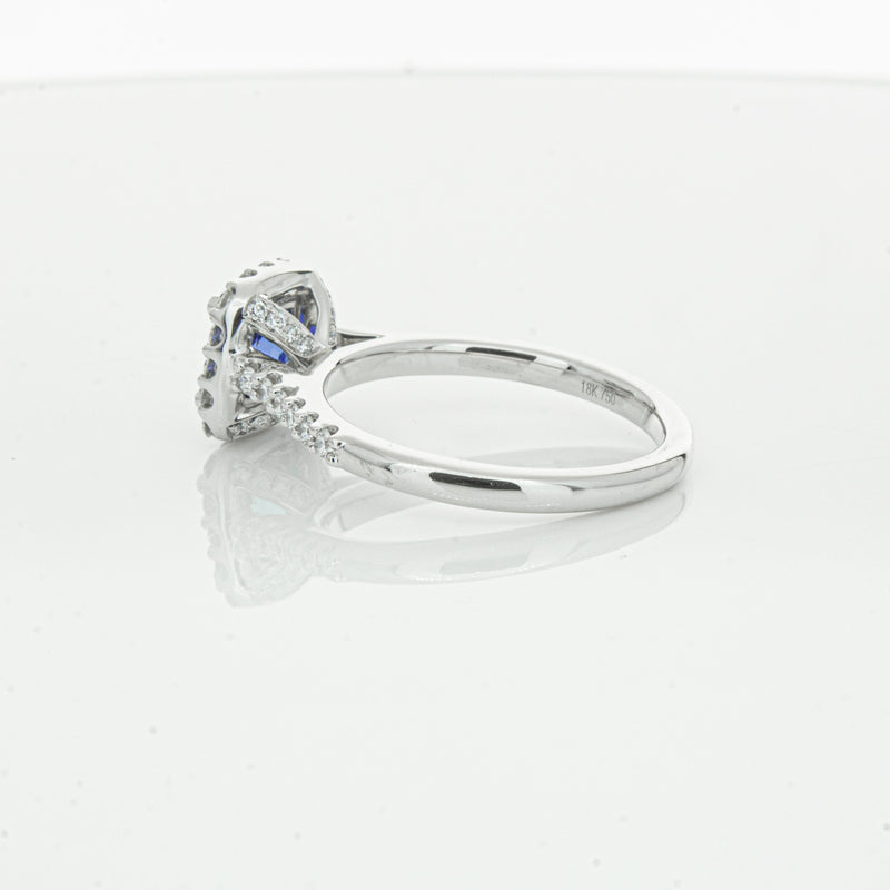18ct White Gold 1.24ct Sapphire & Diamond Manhattan Ring-Ring-Walker & Hall