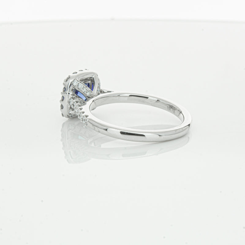 18ct White Gold 1.24ct Sapphire & Diamond Manhattan Ring-Ring-Walker & Hall
