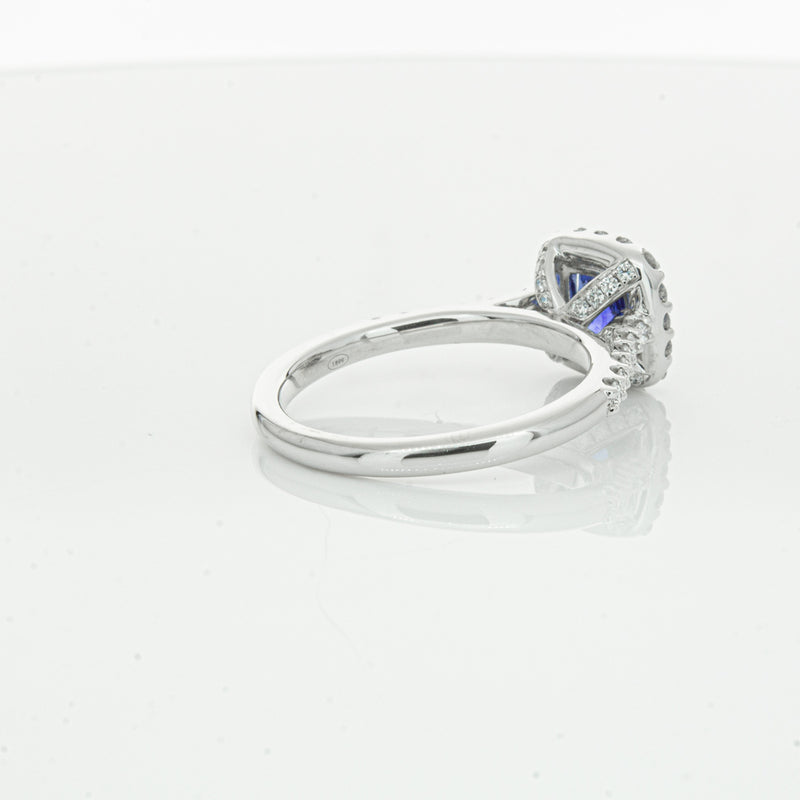 18ct White Gold 1.24ct Sapphire & Diamond Manhattan Ring-Ring-Walker & Hall