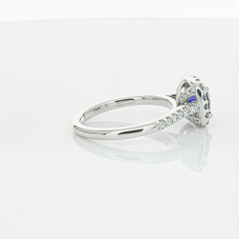 18ct White Gold 1.24ct Sapphire & Diamond Manhattan Ring-Ring-Walker & Hall