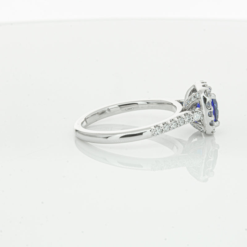 18ct White Gold 1.24ct Sapphire & Diamond Manhattan Ring-Ring-Walker & Hall