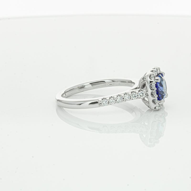 18ct White Gold 1.24ct Sapphire & Diamond Manhattan Ring-Ring-Walker & Hall
