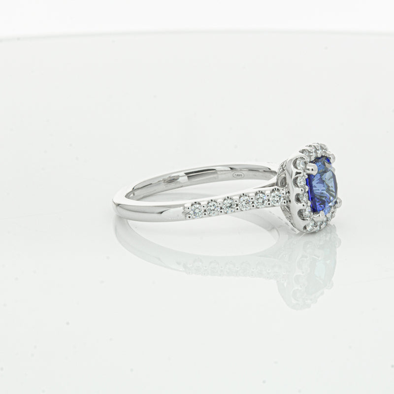18ct White Gold 1.24ct Sapphire & Diamond Manhattan Ring-Ring-Walker & Hall