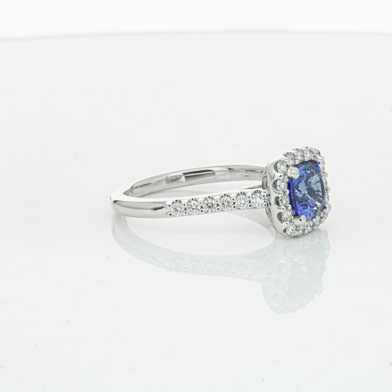 18ct White Gold 1.24ct Sapphire & Diamond Manhattan Ring-Ring-Walker & Hall