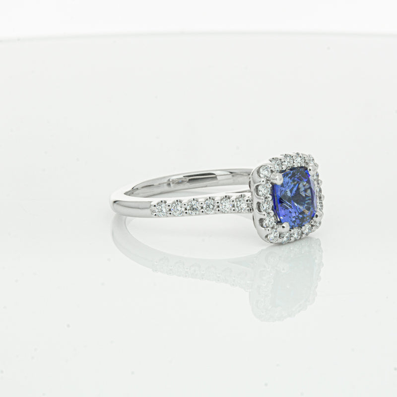 18ct White Gold 1.24ct Sapphire & Diamond Manhattan Ring-Ring-Walker & Hall