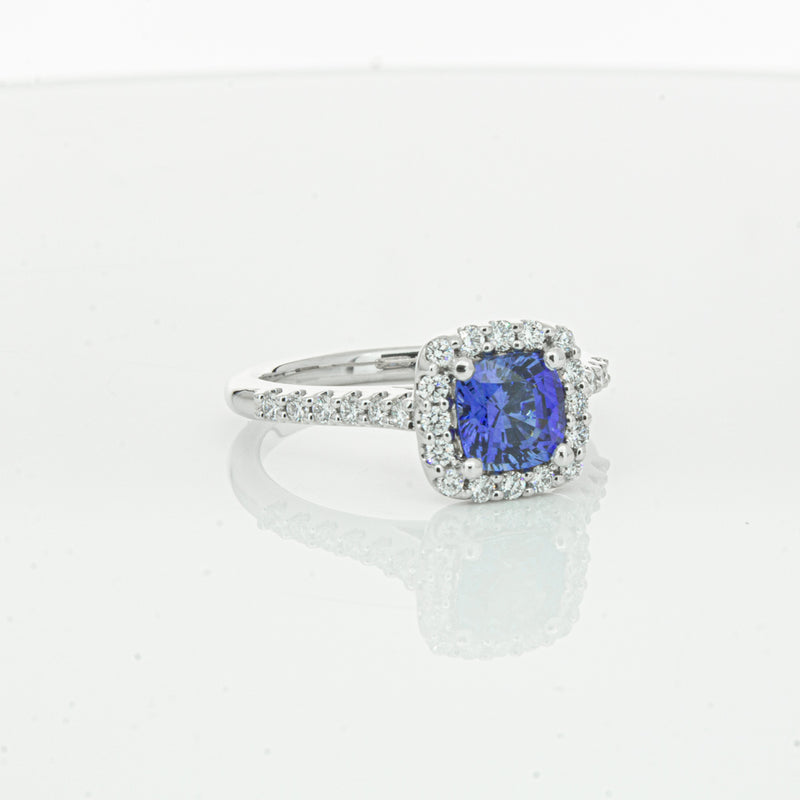 18ct White Gold 1.24ct Sapphire & Diamond Manhattan Ring-Ring-Walker & Hall