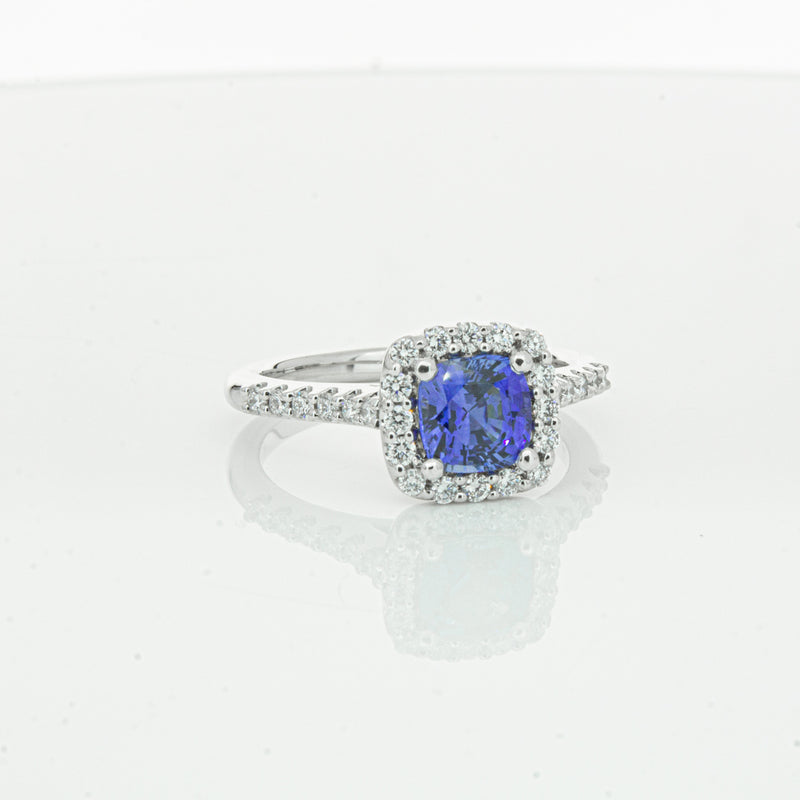 18ct White Gold 1.24ct Sapphire & Diamond Manhattan Ring-Ring-Walker & Hall