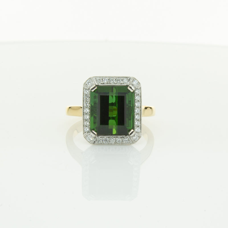 18ct Yellow Gold 6.44ct Tourmaline & Diamond Empire Ring-Ring-Walker & Hall