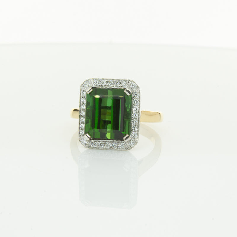 18ct Yellow Gold 6.44ct Tourmaline & Diamond Empire Ring-Ring-Walker & Hall