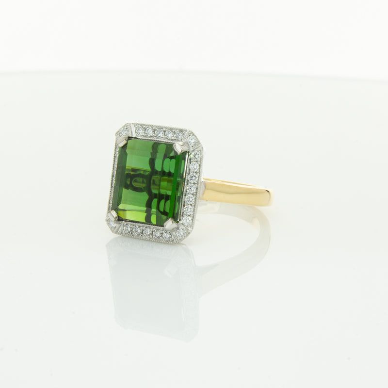 18ct Yellow Gold 6.44ct Tourmaline & Diamond Empire Ring-Ring-Walker & Hall
