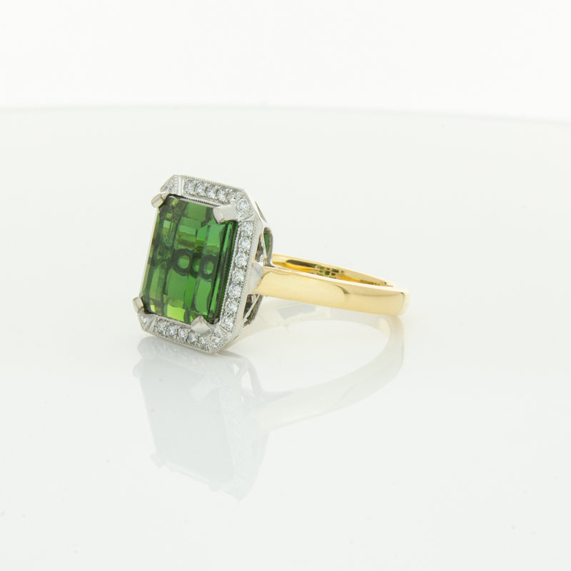 18ct Yellow Gold 6.44ct Tourmaline & Diamond Empire Ring-Ring-Walker & Hall