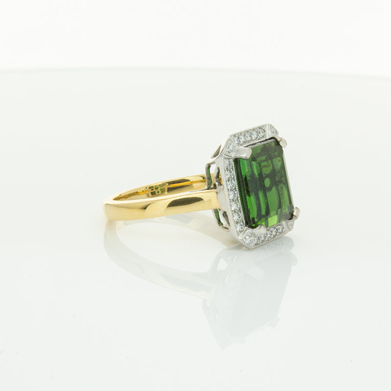 18ct Yellow Gold 6.44ct Tourmaline & Diamond Empire Ring-Ring-Walker & Hall