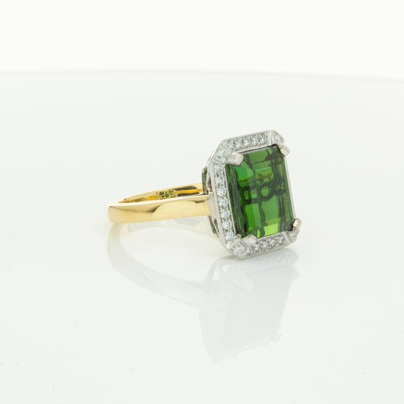 18ct Yellow Gold 6.44ct Tourmaline & Diamond Empire Ring-Ring-Walker & Hall