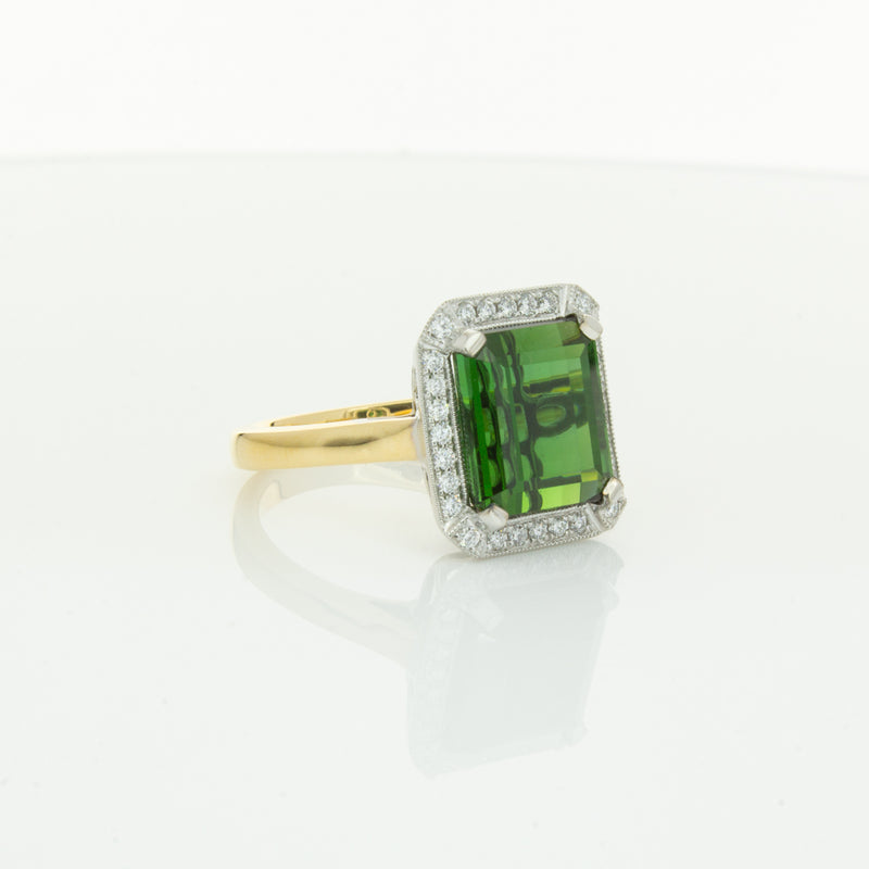 18ct Yellow Gold 6.44ct Tourmaline & Diamond Empire Ring-Ring-Walker & Hall