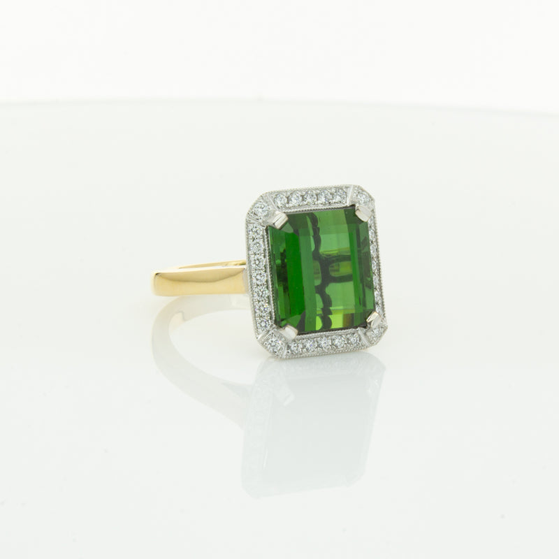18ct Yellow Gold 6.44ct Tourmaline & Diamond Empire Ring-Ring-Walker & Hall