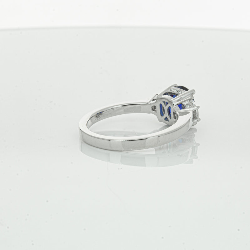 18ct White Gold Sapphire & Diamond Ring-Ring-Walker & Hall