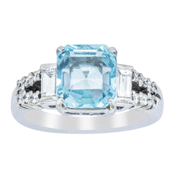 Deja Vu Platinum 2.52ct Aquamarine & Diamond Ring - Ring - Walker & Hall