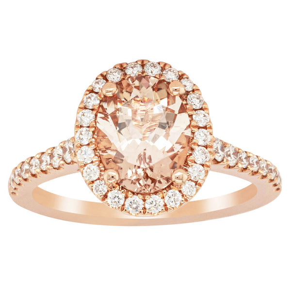 18ct Rose Gold 1.58ct Morganite & Diamond Sierra Ring - Ring - Walker & Hall