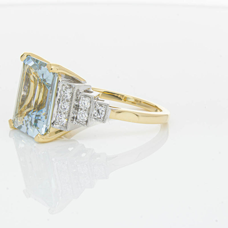 18ct Yellow Gold 4.78ct Aquamarine & Diamond Maya Ring-Ring-Walker & Hall