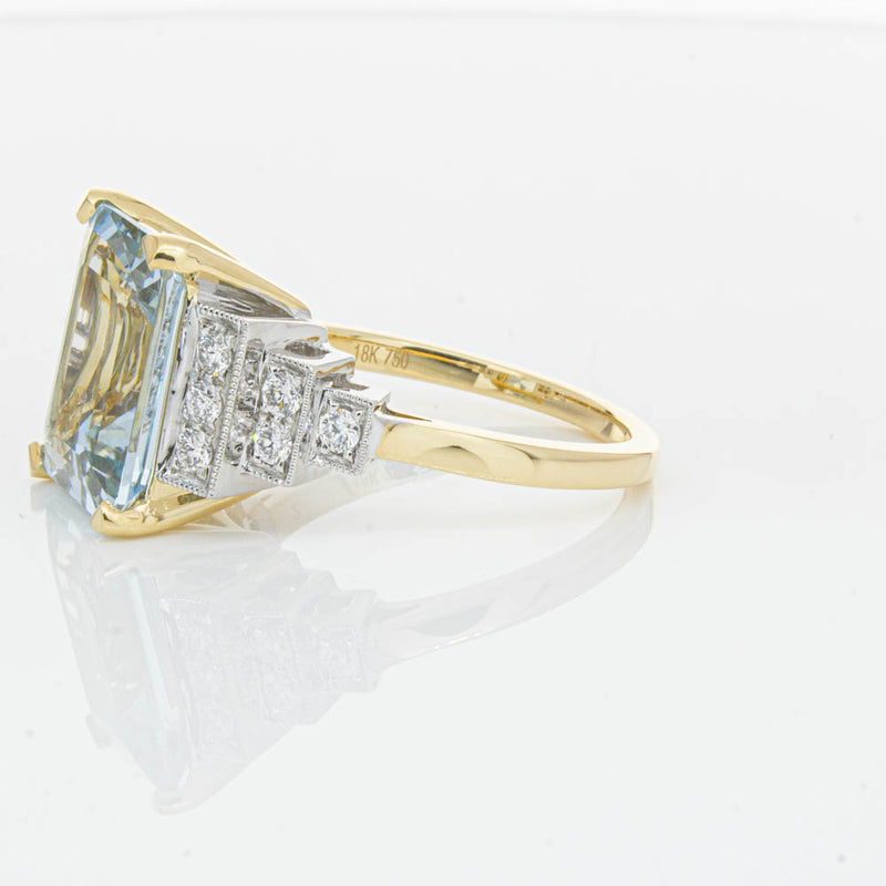 18ct Yellow Gold 4.78ct Aquamarine & Diamond Maya Ring-Ring-Walker & Hall