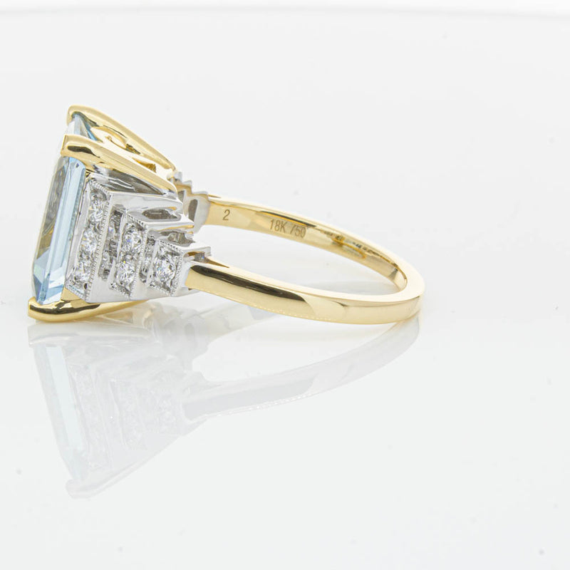 18ct Yellow Gold 4.78ct Aquamarine & Diamond Maya Ring-Ring-Walker & Hall