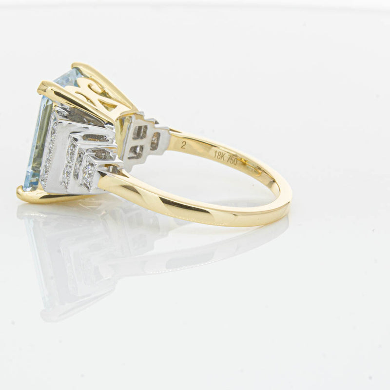 18ct Yellow Gold 4.78ct Aquamarine & Diamond Maya Ring-Ring-Walker & Hall