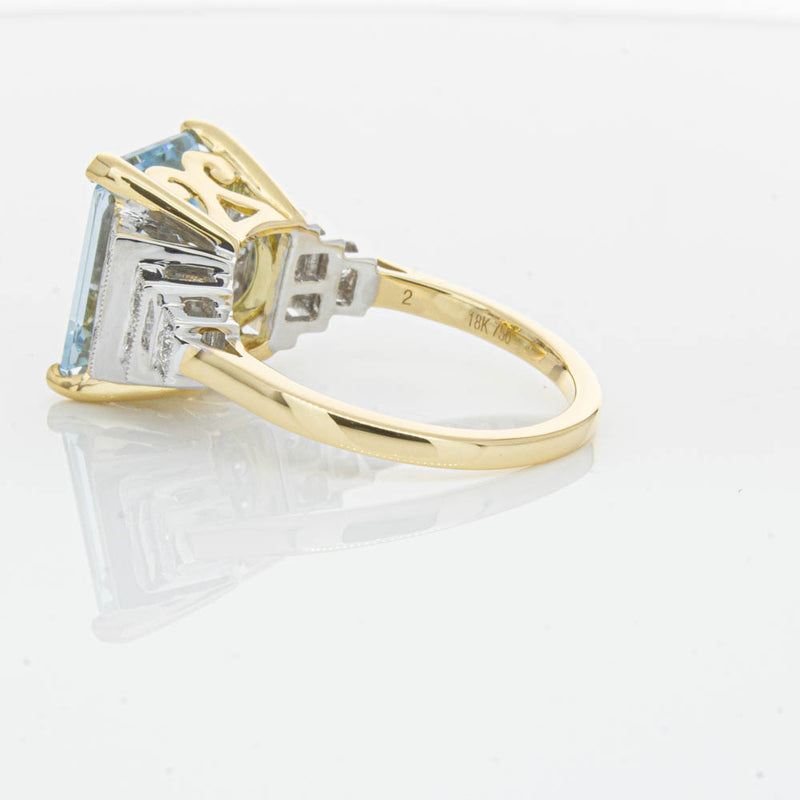 18ct Yellow Gold 4.78ct Aquamarine & Diamond Maya Ring-Ring-Walker & Hall