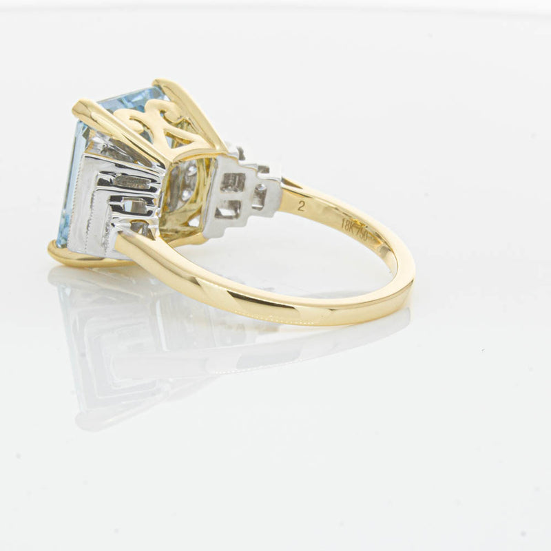 18ct Yellow Gold 4.78ct Aquamarine & Diamond Maya Ring-Ring-Walker & Hall