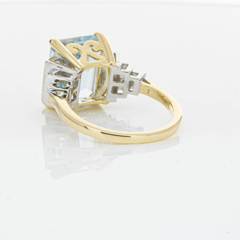 18ct Yellow Gold 4.78ct Aquamarine & Diamond Maya Ring-Ring-Walker & Hall