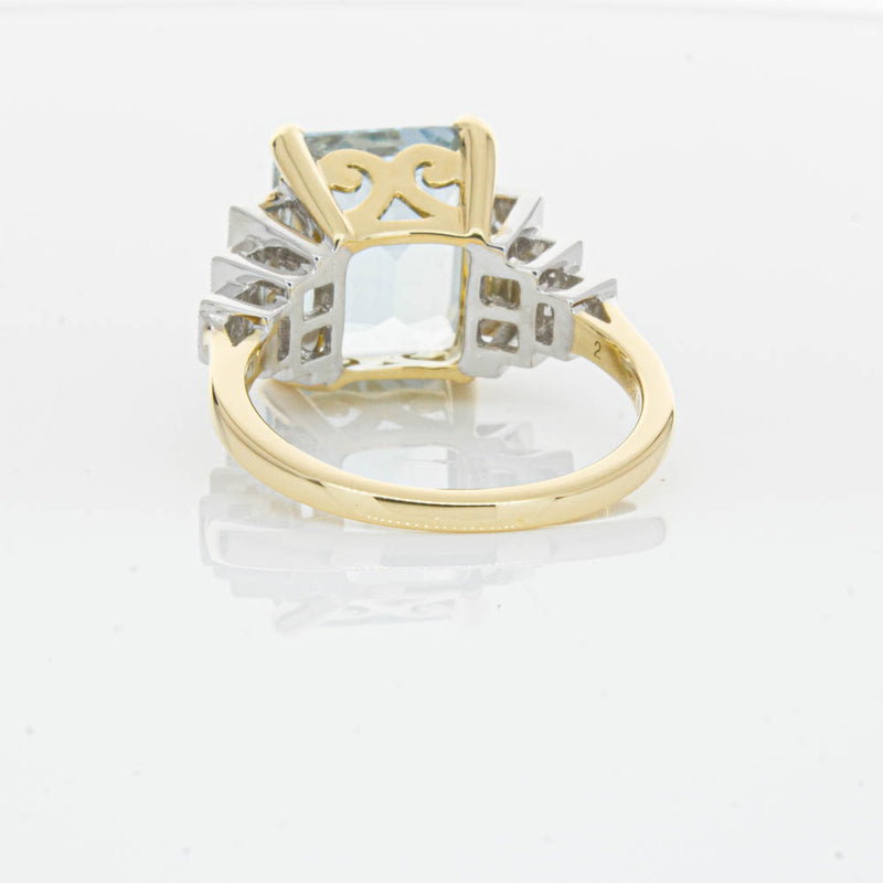 18ct Yellow Gold 4.78ct Aquamarine & Diamond Maya Ring-Ring-Walker & Hall