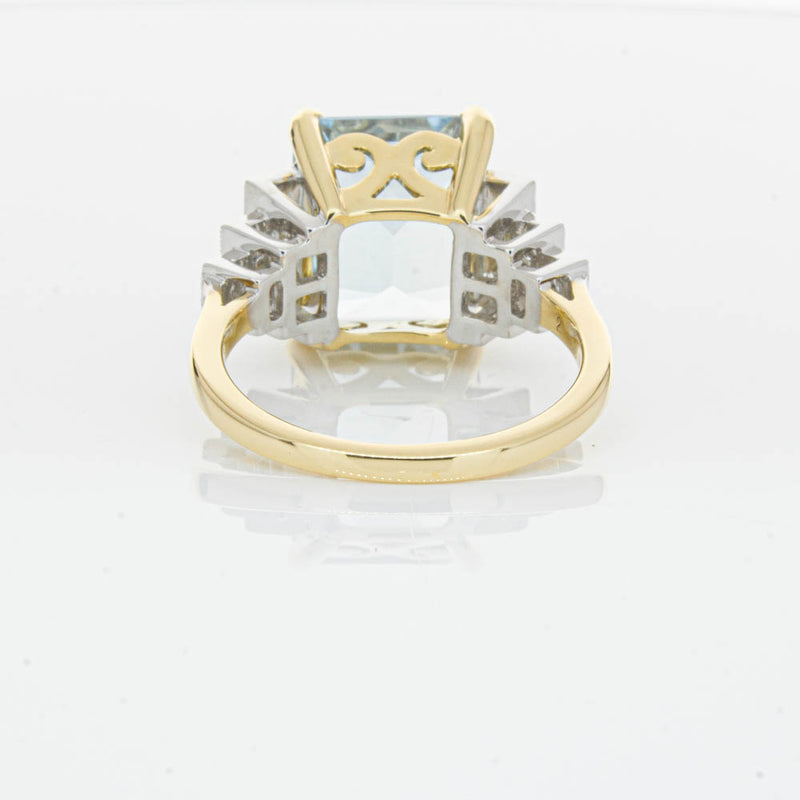 18ct Yellow Gold 4.78ct Aquamarine & Diamond Maya Ring-Ring-Walker & Hall