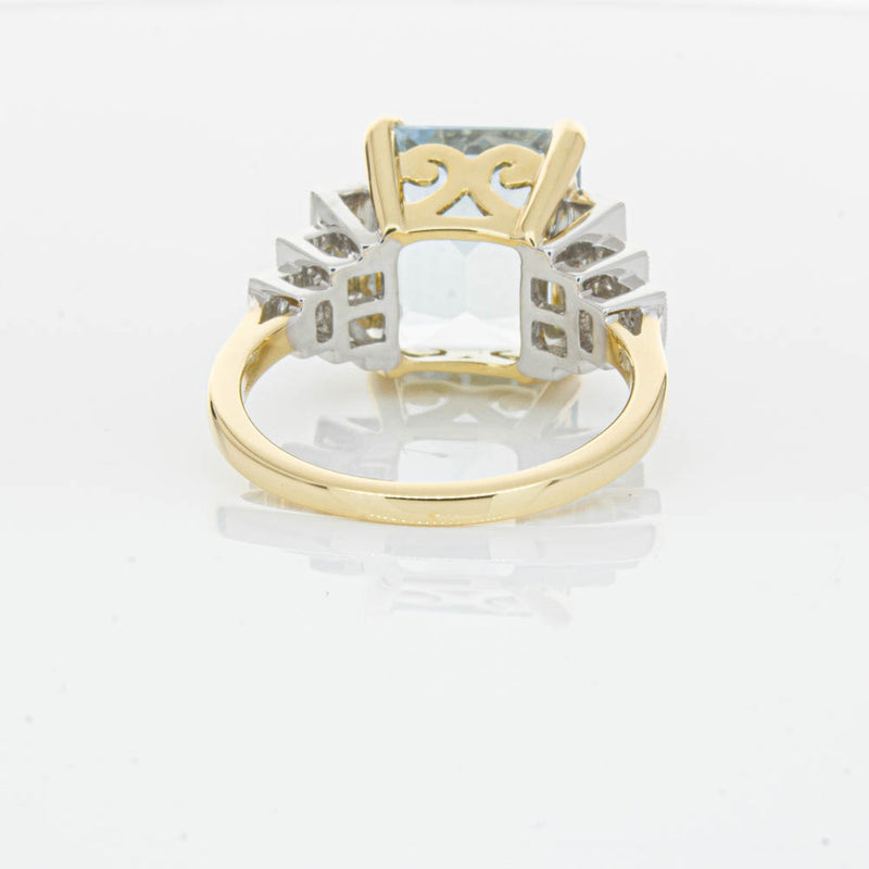 18ct Yellow Gold 4.78ct Aquamarine & Diamond Maya Ring-Ring-Walker & Hall