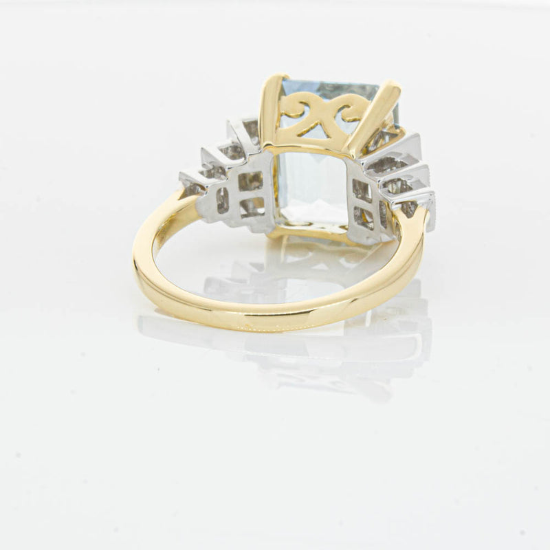 18ct Yellow Gold 4.78ct Aquamarine & Diamond Maya Ring-Ring-Walker & Hall