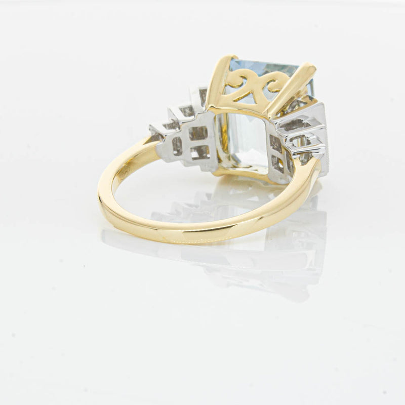 18ct Yellow Gold 4.78ct Aquamarine & Diamond Maya Ring-Ring-Walker & Hall