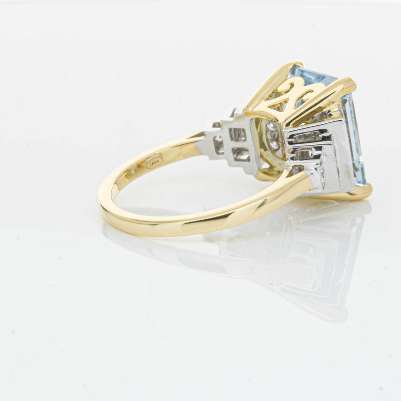 18ct Yellow Gold 4.78ct Aquamarine & Diamond Maya Ring-Ring-Walker & Hall