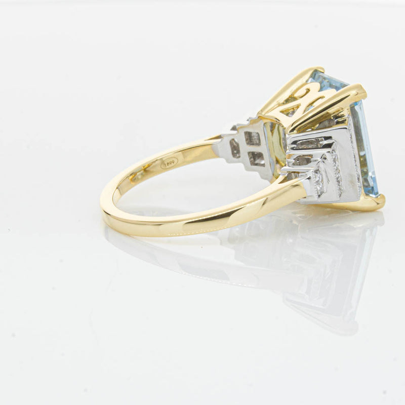 18ct Yellow Gold 4.78ct Aquamarine & Diamond Maya Ring-Ring-Walker & Hall