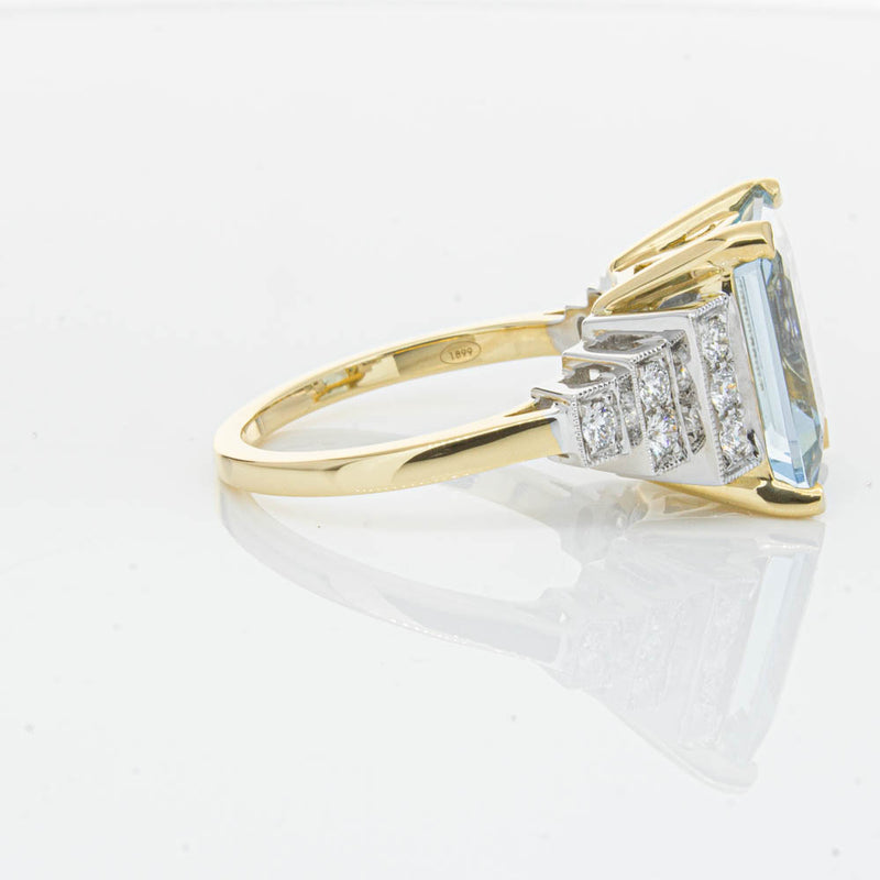18ct Yellow Gold 4.78ct Aquamarine & Diamond Maya Ring-Ring-Walker & Hall