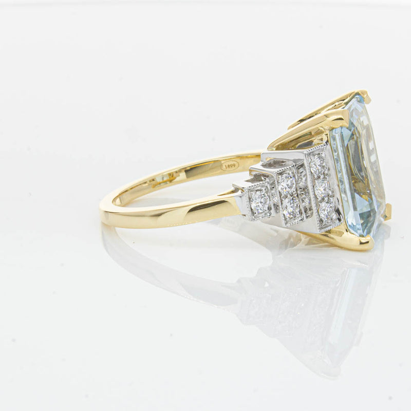 18ct Yellow Gold 4.78ct Aquamarine & Diamond Maya Ring-Ring-Walker & Hall