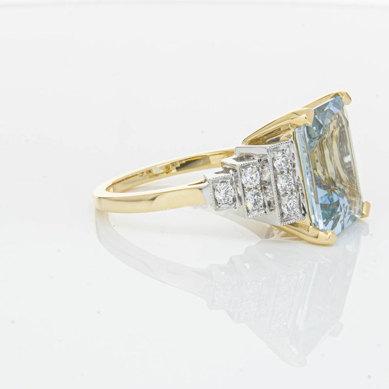 18ct Yellow Gold 4.78ct Aquamarine & Diamond Maya Ring-Ring-Walker & Hall