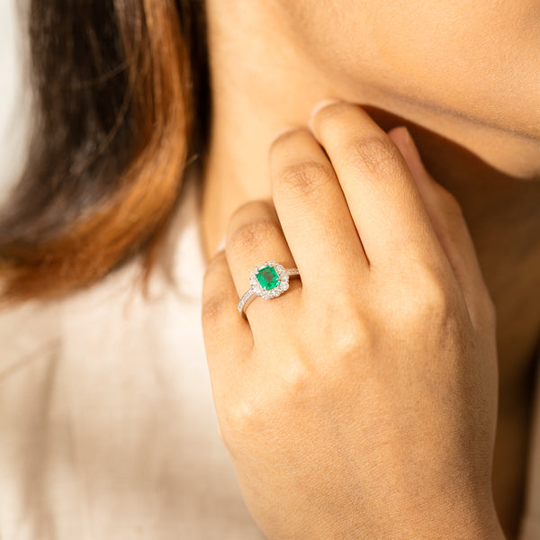 Deja Vu Platinum .48ct Emerald & Diamond Ring - Ring - Walker & Hall
