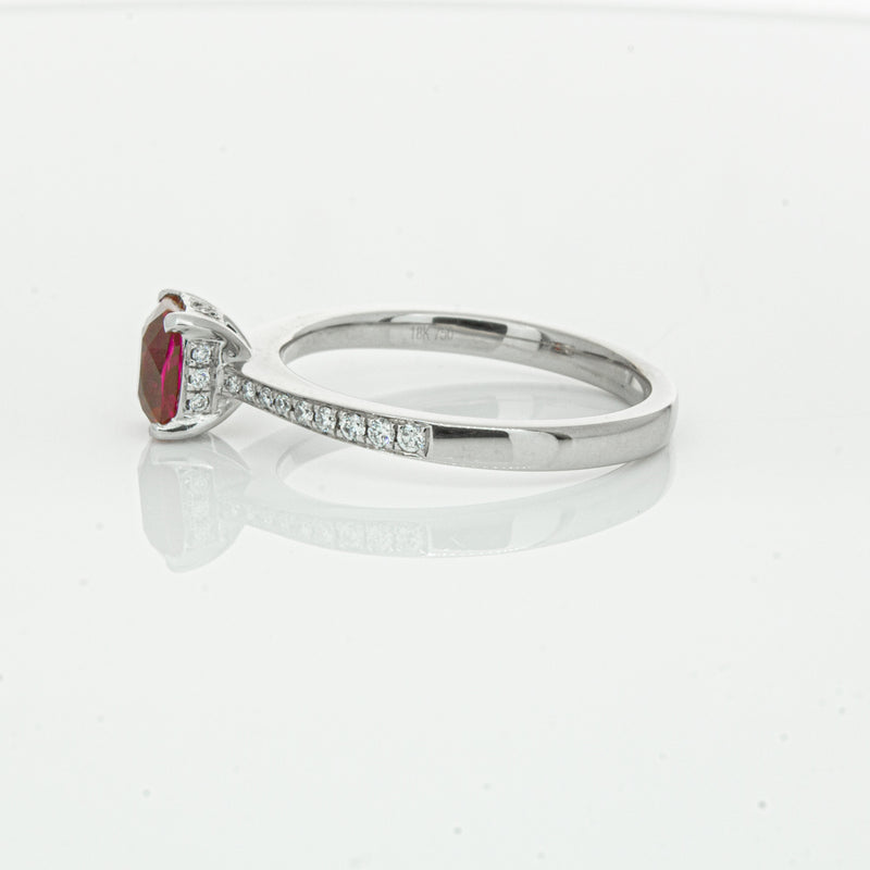 18ct White Gold 1.15ct Ruby & Diamond Ring-Ring-Walker & Hall