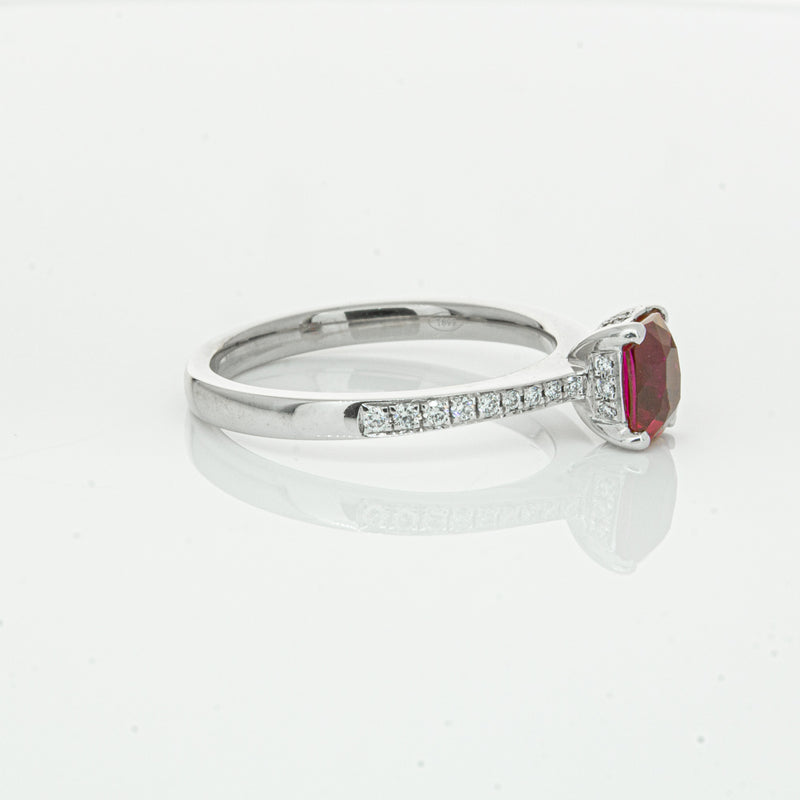 18ct White Gold 1.15ct Ruby & Diamond Ring-Ring-Walker & Hall
