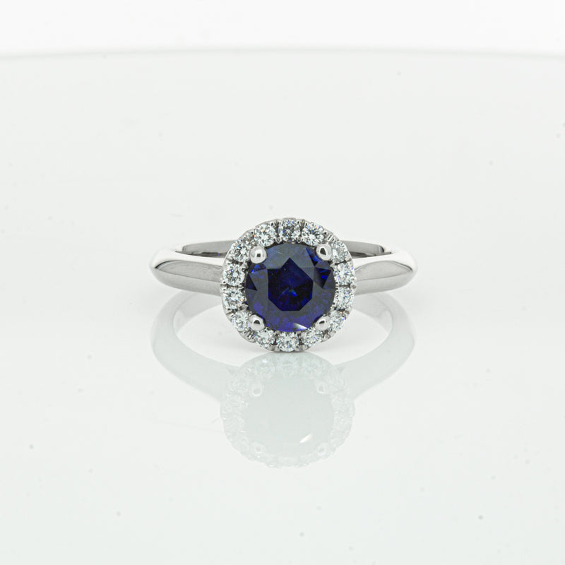 18ct White Gold 1.41ct Sapphire & Diamond Eclipse Ring-Ring-Walker & Hall