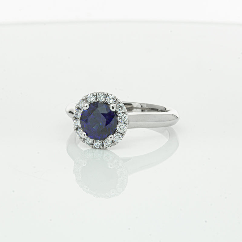 18ct White Gold 1.41ct Sapphire & Diamond Eclipse Ring-Ring-Walker & Hall